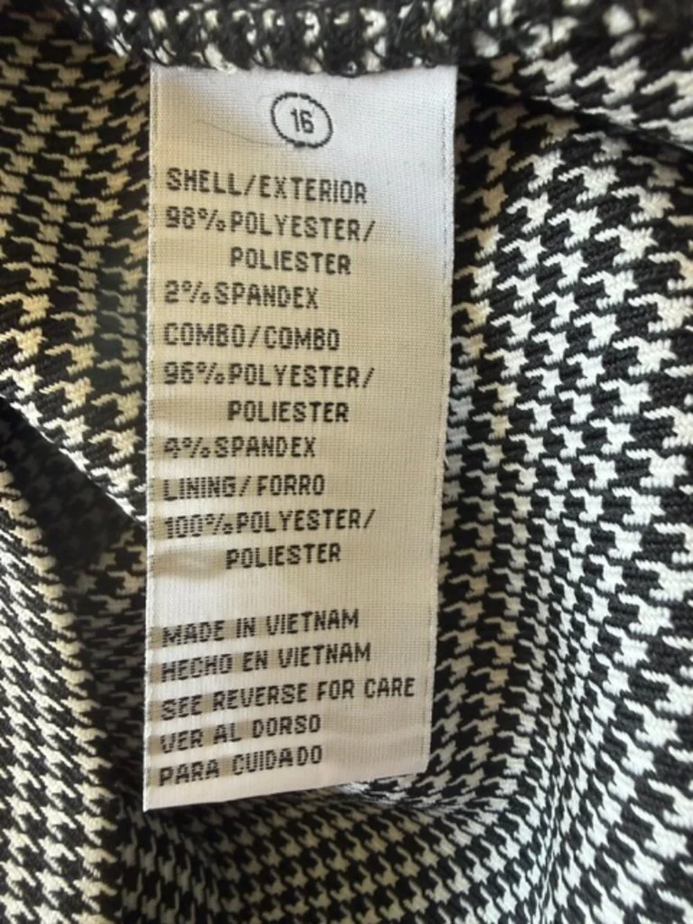 Shelby & Palmer Houndstooth Black/White Bell Sleeve Dress Sz 16 Academia Preppy